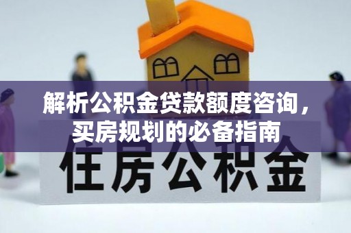 新林解析公积金贷款额度咨询，买房规划的必备指南