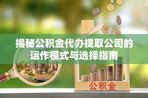 新林揭秘公积金代办提取公司的运作模式与选择指南
