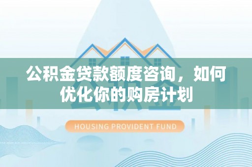 新林公积金贷款额度咨询，如何优化你的购房计划